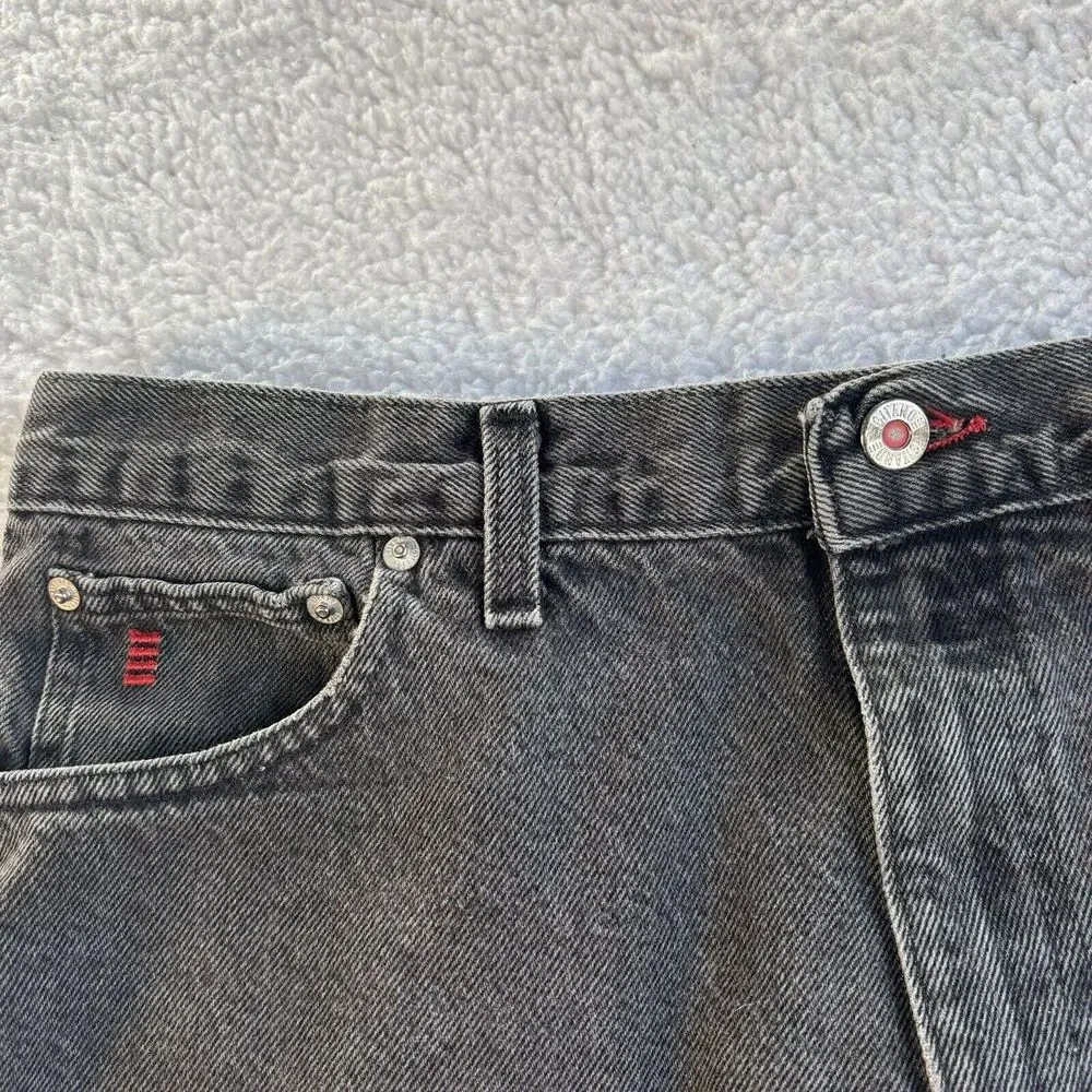 Gitano Vintage Mens Acid Wash Black Jeans Size‎ 34x30 Logo Red Lines Made USA.